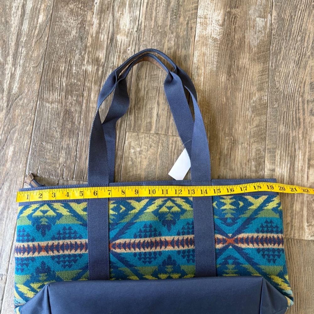 Pendleton Diamond Desert Zip Tote Bag Blue Geometric Wool‎ Canvas Aztec western - Picture 6 of 8